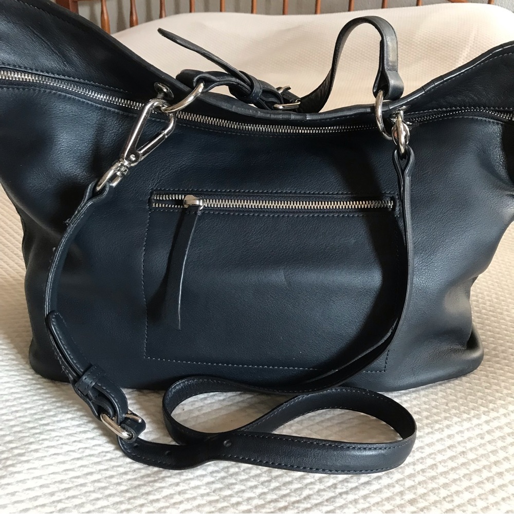 Derek Lam 10 Crosby navy blue leather tote